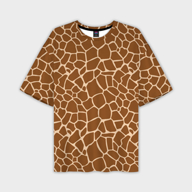 Мужская футболка oversize 3D с принтом Пятнистая шкура жирафа в Екатеринбурге,  |  | Тематика изображения на принте: 
