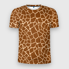 Мужская футболка 3D Slim с принтом Пятнистая шкура жирафа в Екатеринбурге, 100% полиэстер с улучшенными характеристиками | приталенный силуэт, круглая горловина, широкие плечи, сужается к линии бедра | 