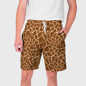Мужские шорты 3D с принтом Пятнистая шкура жирафа в Санкт-Петербурге,  полиэстер 100% | прямой крой, два кармана без застежек по бокам. Мягкая трикотажная резинка на поясе, внутри которой широкие завязки. Длина чуть выше колен | 