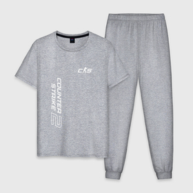 Мужская пижама хлопок с принтом Counter strike 2   логотип в Петрозаводске, 100% хлопок | брюки и футболка прямого кроя, без карманов, на брюках мягкая резинка на поясе и по низу штанин
 | 