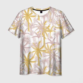 Мужская футболка 3D с принтом Солнечные пальмы в Тюмени, 100% полиэфир | прямой крой, круглый вырез горловины, длина до линии бедер | 