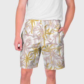 Мужские шорты 3D с принтом Солнечные пальмы в Кировске,  полиэстер 100% | прямой крой, два кармана без застежек по бокам. Мягкая трикотажная резинка на поясе, внутри которой широкие завязки. Длина чуть выше колен | 