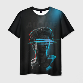 Мужская футболка 3D с принтом Давид Микеланджело   дым в Санкт-Петербурге, 100% полиэфир | прямой крой, круглый вырез горловины, длина до линии бедер | 
