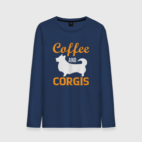 Мужской лонгслив хлопок с принтом Корги и кофе: corgis and coffee , 100% хлопок |  | 