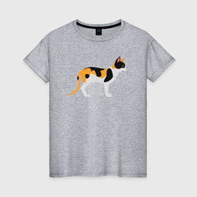 Женская футболка хлопок с принтом Пятнистая кошка , 100% хлопок | прямой крой, круглый вырез горловины, длина до линии бедер, слегка спущенное плечо | 