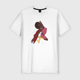Мужская футболка хлопок Slim с принтом Супергероиня в полёте стиль комиксов в Тюмени, 92% хлопок, 8% лайкра | приталенный силуэт, круглый вырез ворота, длина до линии бедра, короткий рукав | 