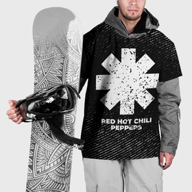 Накидка на куртку 3D с принтом Red Hot Chili Peppers с потертостями на темном фоне в Белгороде, 100% полиэстер |  | Тематика изображения на принте: 