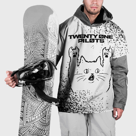Накидка на куртку 3D с принтом Twenty One Pilots рок кот на светлом фоне в Тюмени, 100% полиэстер |  | 