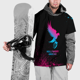 Накидка на куртку 3D с принтом Hollywood Undead   neon gradient в Петрозаводске, 100% полиэстер |  | 
