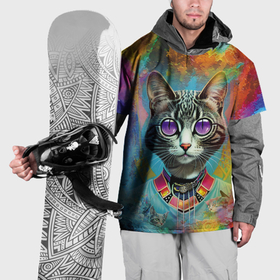 Накидка на куртку 3D с принтом Cat fashionista   neural network в Кировске, 100% полиэстер |  | Тематика изображения на принте: 