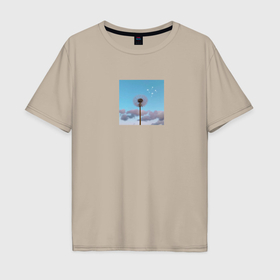 Мужская футболка хлопок Oversize с принтом нежный одуванчик в Тюмени, 100% хлопок | свободный крой, круглый ворот, “спинка” длиннее передней части | 