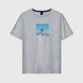 Женская футболка хлопок Oversize с принтом нежный одуванчик в Рязани, 100% хлопок | свободный крой, круглый ворот, спущенный рукав, длина до линии бедер
 | 