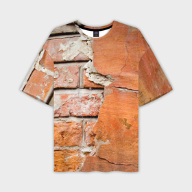 Мужская футболка oversize 3D с принтом кирпичная стена под штукатуркой в Екатеринбурге,  |  | 