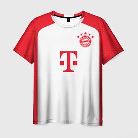 Мужская футболка 3D с принтом Гнабри Бавария Мюнхен форма 23 24 домашняя в Тюмени, 100% полиэфир | прямой крой, круглый вырез горловины, длина до линии бедер | 