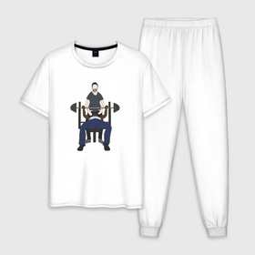 Мужская пижама хлопок с принтом Just Do It, CJ в Санкт-Петербурге, 100% хлопок | брюки и футболка прямого кроя, без карманов, на брюках мягкая резинка на поясе и по низу штанин
 | 