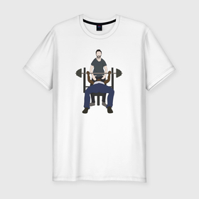 Мужская футболка хлопок Slim с принтом Just Do It, CJ в Санкт-Петербурге, 92% хлопок, 8% лайкра | приталенный силуэт, круглый вырез ворота, длина до линии бедра, короткий рукав | 