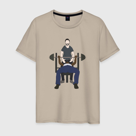 Мужская футболка хлопок с принтом Just Do It, CJ в Белгороде, 100% хлопок | прямой крой, круглый вырез горловины, длина до линии бедер, слегка спущенное плечо. | 