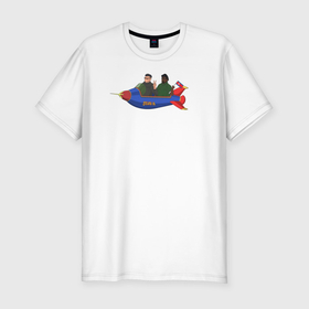 Мужская футболка хлопок Slim с принтом Ким Чен Ын и Биг Смоук в Тюмени, 92% хлопок, 8% лайкра | приталенный силуэт, круглый вырез ворота, длина до линии бедра, короткий рукав | Тематика изображения на принте: 