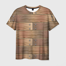 Мужская футболка 3D с принтом Деревянный стиль , 100% полиэфир | прямой крой, круглый вырез горловины, длина до линии бедер | 