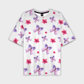 Мужская футболка oversize 3D с принтом Spring butterflies ,  |  | Тематика изображения на принте: 