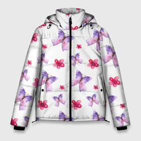 Мужская зимняя куртка 3D с принтом Spring butterflies в Курске, верх — 100% полиэстер; подкладка — 100% полиэстер; утеплитель — 100% полиэстер | длина ниже бедра, свободный силуэт Оверсайз. Есть воротник-стойка, отстегивающийся капюшон и ветрозащитная планка. 

Боковые карманы с листочкой на кнопках и внутренний карман на молнии. | 