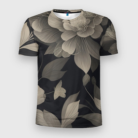Мужская футболка 3D Slim с принтом Бесцветный сад в Курске, 100% полиэстер с улучшенными характеристиками | приталенный силуэт, круглая горловина, широкие плечи, сужается к линии бедра | 