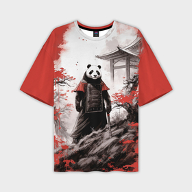 Мужская футболка oversize 3D с принтом Panda samurai в Курске,  |  | 