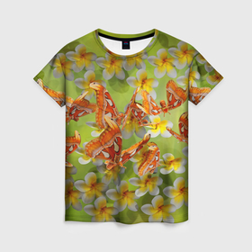 Женская футболка 3D с принтом Большие бабочки в Кировске, 100% полиэфир ( синтетическое хлопкоподобное полотно) | прямой крой, круглый вырез горловины, длина до линии бедер | 