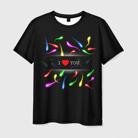 Мужская футболка 3D с принтом I love you   секс в Курске, 100% полиэфир | прямой крой, круглый вырез горловины, длина до линии бедер | 