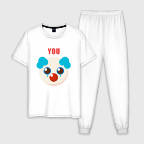 Мужская пижама хлопок с принтом You clown в Петрозаводске, 100% хлопок | брюки и футболка прямого кроя, без карманов, на брюках мягкая резинка на поясе и по низу штанин
 | 