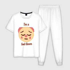 Мужская пижама хлопок с принтом im sad clown в Курске, 100% хлопок | брюки и футболка прямого кроя, без карманов, на брюках мягкая резинка на поясе и по низу штанин
 | 