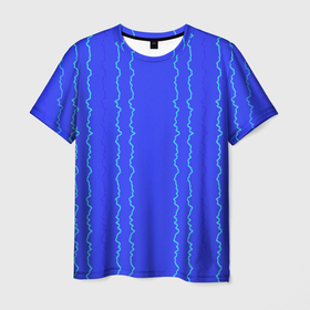 Мужская футболка 3D с принтом Кривые линии ярко синий в Екатеринбурге, 100% полиэфир | прямой крой, круглый вырез горловины, длина до линии бедер | Тематика изображения на принте: 