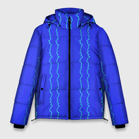 Мужская зимняя куртка 3D с принтом Кривые линии ярко синий в Екатеринбурге, верх — 100% полиэстер; подкладка — 100% полиэстер; утеплитель — 100% полиэстер | длина ниже бедра, свободный силуэт Оверсайз. Есть воротник-стойка, отстегивающийся капюшон и ветрозащитная планка. 

Боковые карманы с листочкой на кнопках и внутренний карман на молнии. | 
