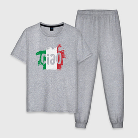 Мужская пижама хлопок с принтом Привет Италия в Курске, 100% хлопок | брюки и футболка прямого кроя, без карманов, на брюках мягкая резинка на поясе и по низу штанин
 | 