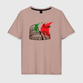 Мужская футболка хлопок Oversize с принтом Рим Италия в Тюмени, 100% хлопок | свободный крой, круглый ворот, “спинка” длиннее передней части | Тематика изображения на принте: 