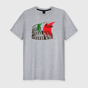 Мужская футболка хлопок Slim с принтом Рим Италия в Санкт-Петербурге, 92% хлопок, 8% лайкра | приталенный силуэт, круглый вырез ворота, длина до линии бедра, короткий рукав | 