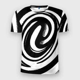 Мужская футболка 3D Slim с принтом Черно белая воронка в Белгороде, 100% полиэстер с улучшенными характеристиками | приталенный силуэт, круглая горловина, широкие плечи, сужается к линии бедра | Тематика изображения на принте: 