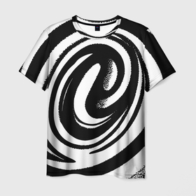 Мужская футболка 3D с принтом Черно белая воронка в Тюмени, 100% полиэфир | прямой крой, круглый вырез горловины, длина до линии бедер | 