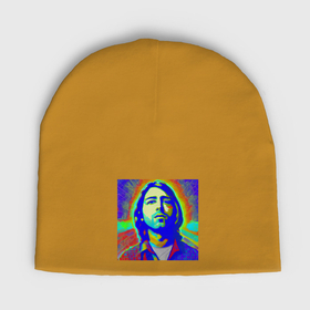 Мужская шапка демисезонная с принтом Kurt Cobain Glitch Art в Кировске,  |  | Тематика изображения на принте: 