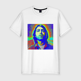 Мужская футболка хлопок Slim с принтом Kurt Cobain Glitch Art , 92% хлопок, 8% лайкра | приталенный силуэт, круглый вырез ворота, длина до линии бедра, короткий рукав | Тематика изображения на принте: 