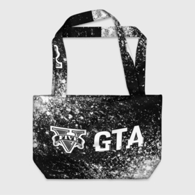 Пляжная сумка 3D с принтом GTA glitch на темном фоне: надпись и символ в Тюмени, 100% полиэстер | застегивается на металлическую кнопку; внутренний карман застегивается на молнию. Стенки укреплены специальным мягким материалом, чтобы защитить содержимое от несильных ударов
 | 