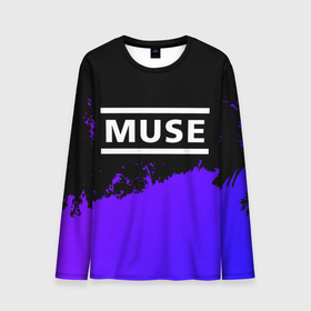 Мужской лонгслив 3D с принтом Muse purple grunge в городе Новоалтайск, 100% полиэстер | длинные рукава, круглый вырез горловины, полуприлегающий силуэт | 