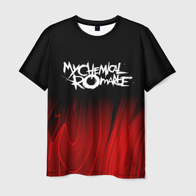 Мужская футболка 3D с принтом My Chemical Romance red plasma в Рязани, 100% полиэфир | прямой крой, круглый вырез горловины, длина до линии бедер | 