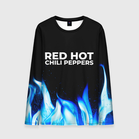 Мужской лонгслив 3D с принтом Red Hot Chili Peppers blue fire в Тюмени, 100% полиэстер | длинные рукава, круглый вырез горловины, полуприлегающий силуэт | 