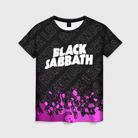 Женская футболка 3D с принтом Black Sabbath rock legends: символ сверху в Кировске, 100% полиэфир ( синтетическое хлопкоподобное полотно) | прямой крой, круглый вырез горловины, длина до линии бедер | 