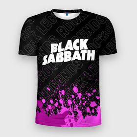 Мужская футболка 3D Slim с принтом Black Sabbath rock legends: символ сверху в Новосибирске, 100% полиэстер с улучшенными характеристиками | приталенный силуэт, круглая горловина, широкие плечи, сужается к линии бедра | 