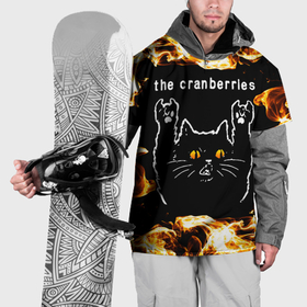 Накидка на куртку 3D с принтом The Cranberries рок кот и огонь , 100% полиэстер |  | 