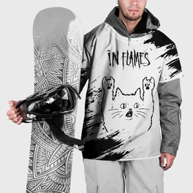 Накидка на куртку 3D с принтом In Flames рок кот на светлом фоне , 100% полиэстер |  | Тематика изображения на принте: 
