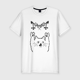 Мужская футболка хлопок Slim с принтом Mayhem   rock cat в Кировске, 92% хлопок, 8% лайкра | приталенный силуэт, круглый вырез ворота, длина до линии бедра, короткий рукав | 