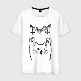 Мужская футболка хлопок с принтом Mayhem   rock cat в Новосибирске, 100% хлопок | прямой крой, круглый вырез горловины, длина до линии бедер, слегка спущенное плечо. | 
